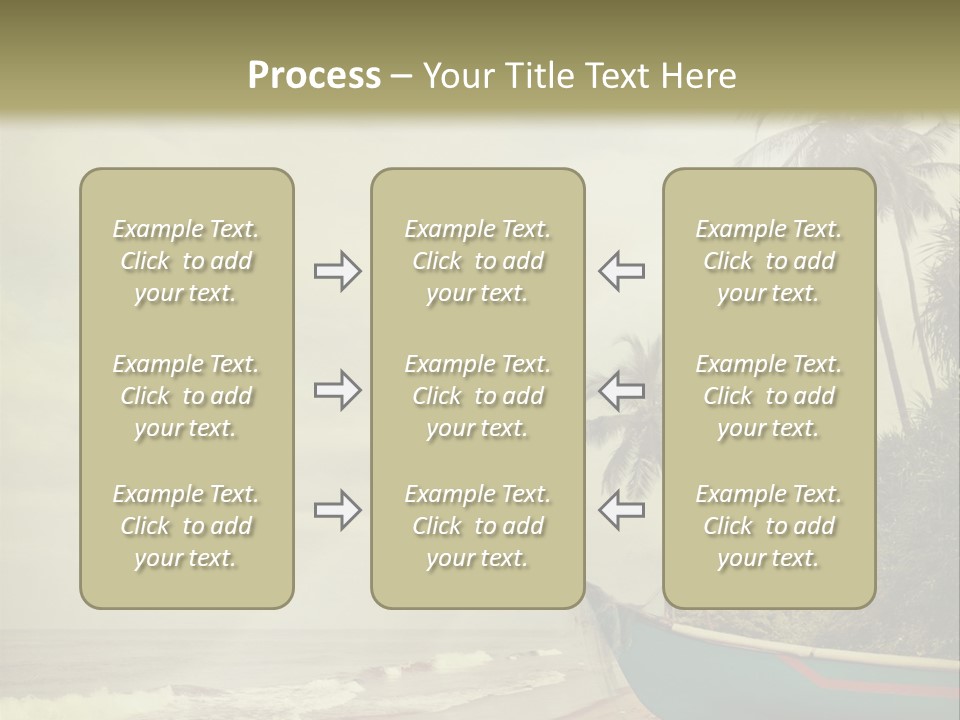 A Boat On The Beach With Palm Trees In The Background PowerPoint Template