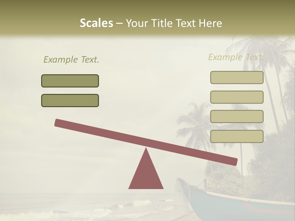 A Boat On The Beach With Palm Trees In The Background PowerPoint Template