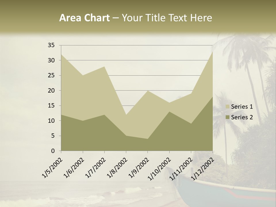 A Boat On The Beach With Palm Trees In The Background PowerPoint Template