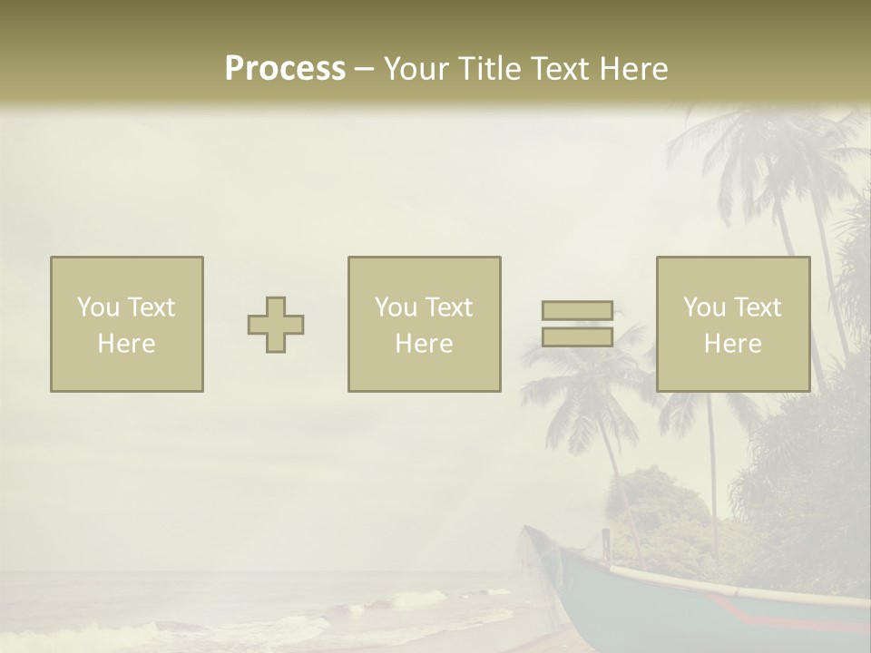 A Boat On The Beach With Palm Trees In The Background PowerPoint Template