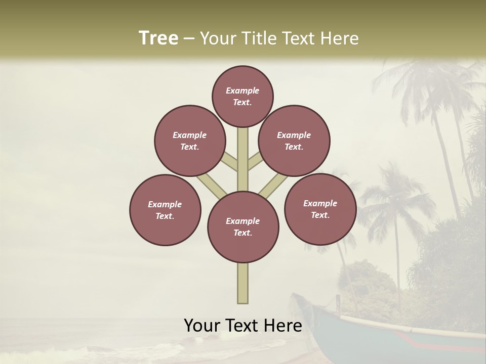 A Boat On The Beach With Palm Trees In The Background PowerPoint Template