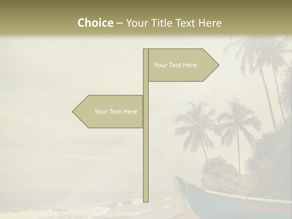 A Boat On The Beach With Palm Trees In The Background PowerPoint Template