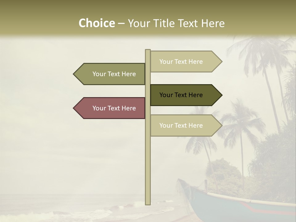 A Boat On The Beach With Palm Trees In The Background PowerPoint Template