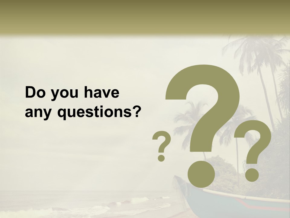 A Boat On The Beach With Palm Trees In The Background PowerPoint Template