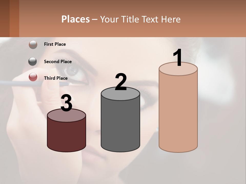 A Woman With Blue Eyes Is Doing Makeup PowerPoint Template