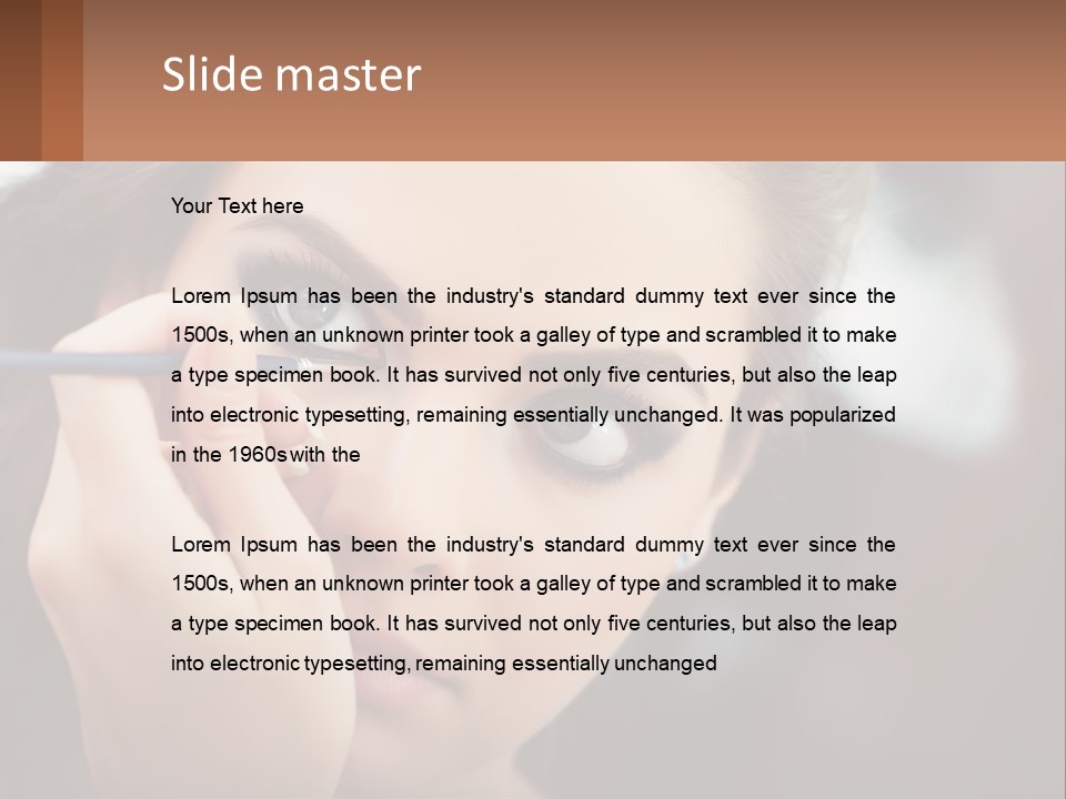 A Woman With Blue Eyes Is Doing Makeup PowerPoint Template