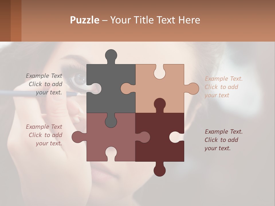 A Woman With Blue Eyes Is Doing Makeup PowerPoint Template