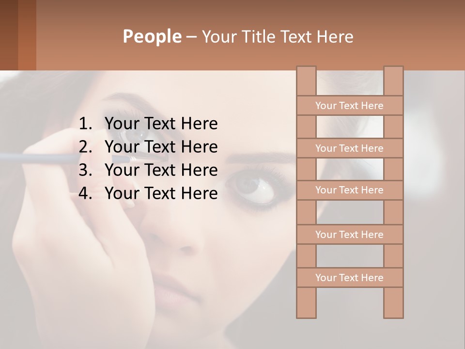 A Woman With Blue Eyes Is Doing Makeup PowerPoint Template