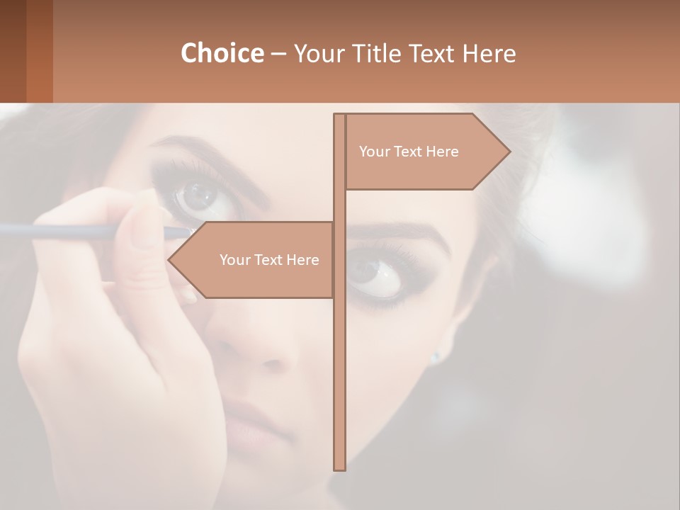 A Woman With Blue Eyes Is Doing Makeup PowerPoint Template