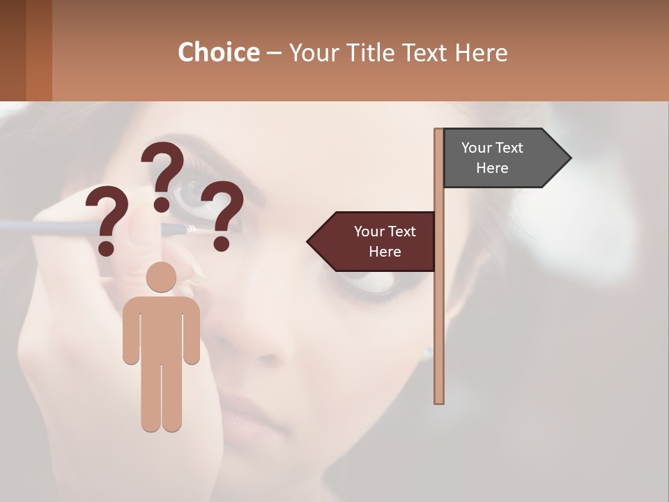 A Woman With Blue Eyes Is Doing Makeup PowerPoint Template