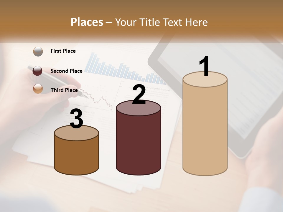 A Person Writing On A Piece Of Paper Next To A Tablet PowerPoint Template