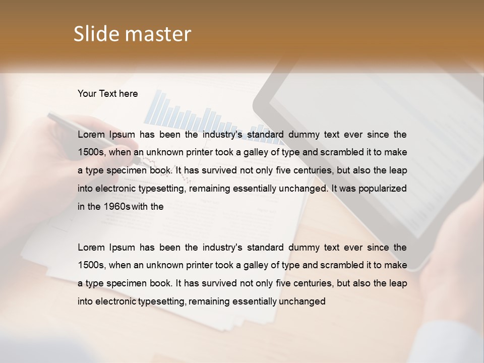 A Person Writing On A Piece Of Paper Next To A Tablet PowerPoint Template