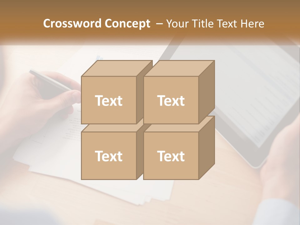 A Person Writing On A Piece Of Paper Next To A Tablet PowerPoint Template