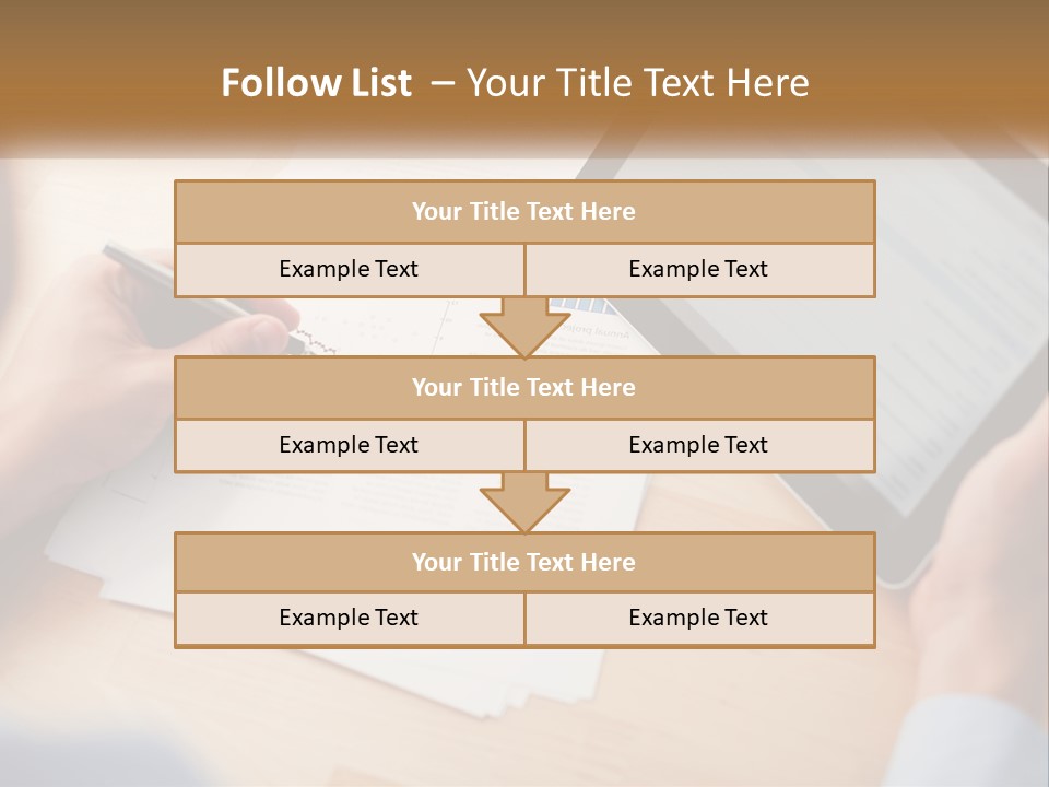 A Person Writing On A Piece Of Paper Next To A Tablet PowerPoint Template