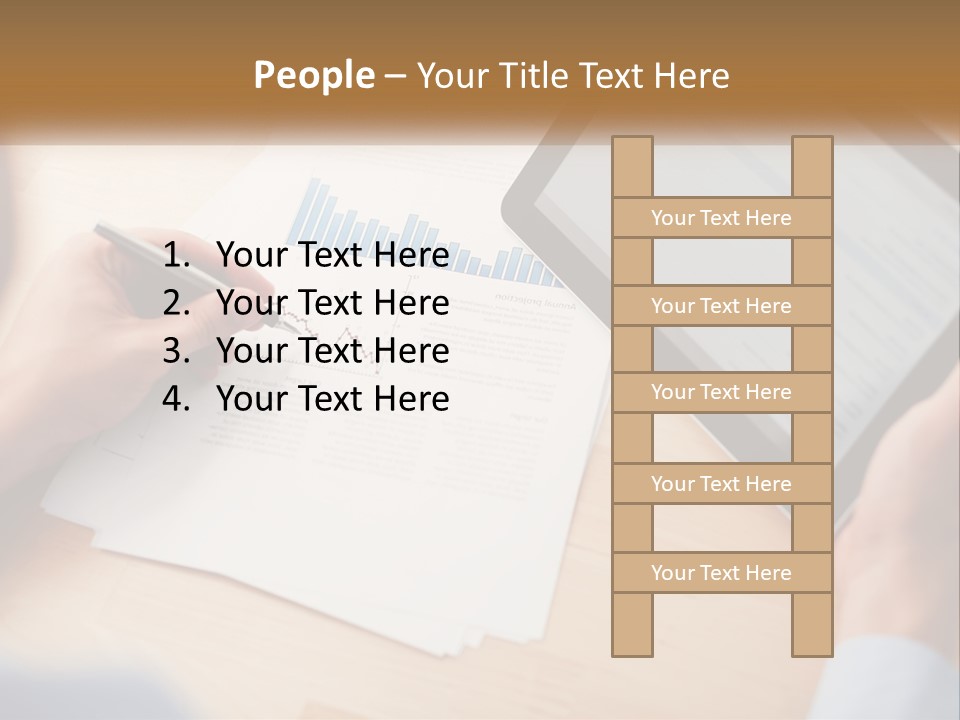 A Person Writing On A Piece Of Paper Next To A Tablet PowerPoint Template