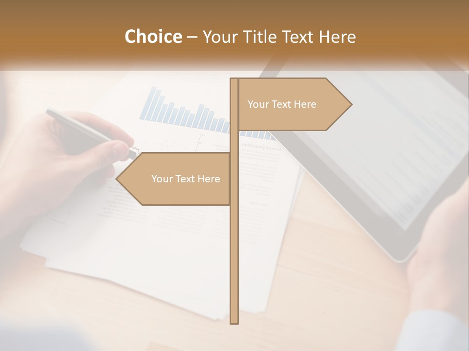 A Person Writing On A Piece Of Paper Next To A Tablet PowerPoint Template