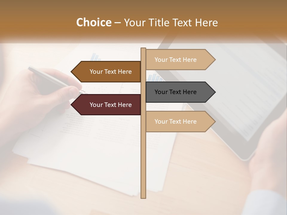 A Person Writing On A Piece Of Paper Next To A Tablet PowerPoint Template