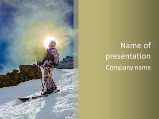 A Person Riding Skis On A Snowy Surface PowerPoint Template