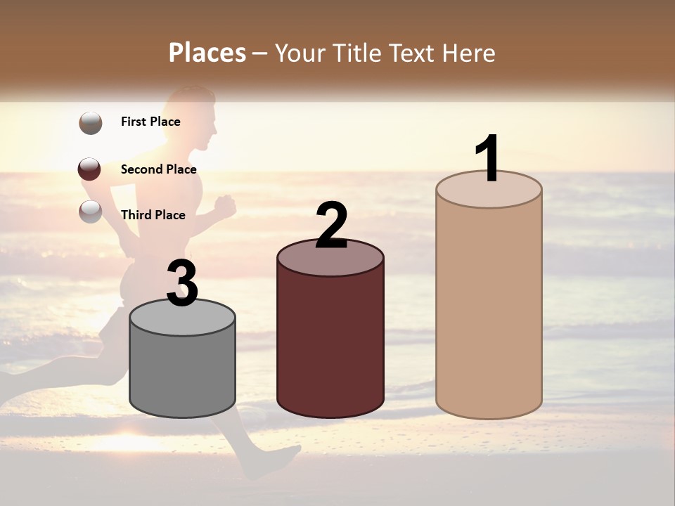 A Man Running On The Beach At Sunset PowerPoint Template