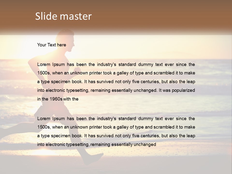 A Man Running On The Beach At Sunset PowerPoint Template