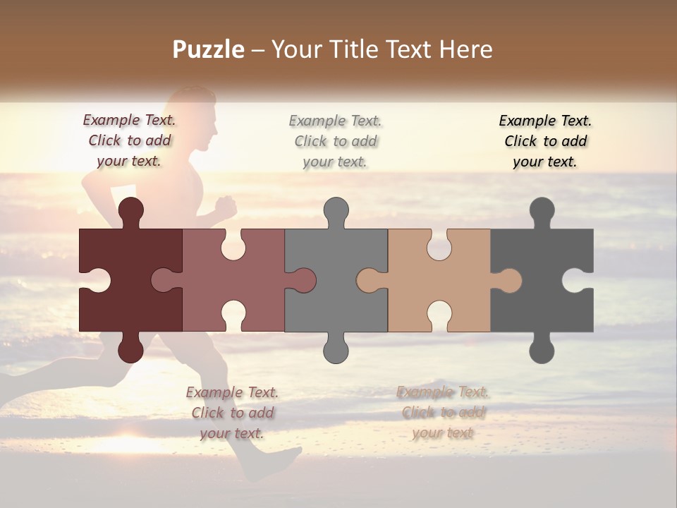 A Man Running On The Beach At Sunset PowerPoint Template