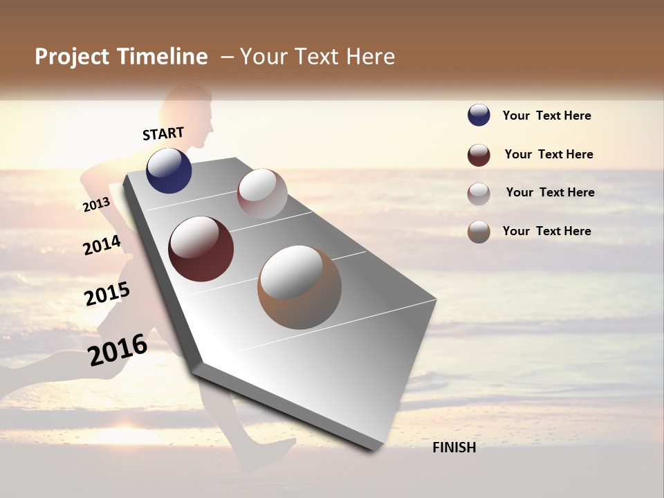 A Man Running On The Beach At Sunset PowerPoint Template