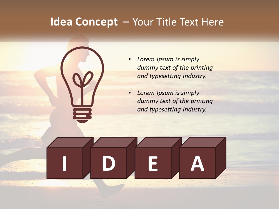 A Man Running On The Beach At Sunset PowerPoint Template
