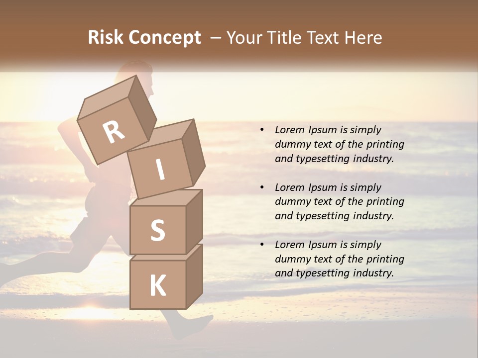 A Man Running On The Beach At Sunset PowerPoint Template