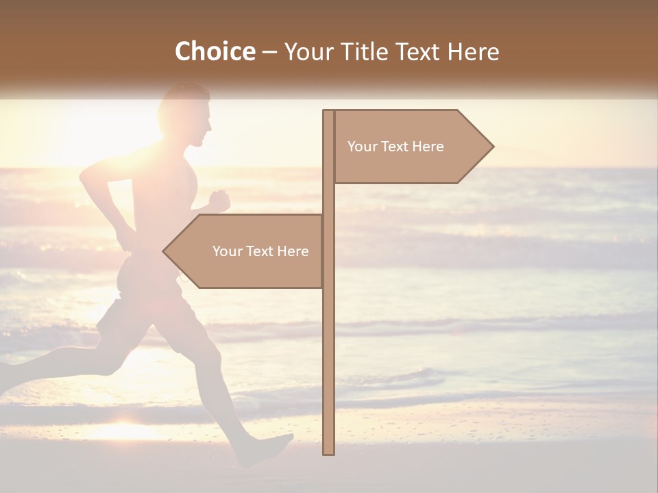 A Man Running On The Beach At Sunset PowerPoint Template
