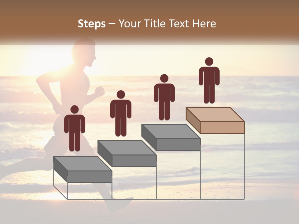 A Man Running On The Beach At Sunset PowerPoint Template
