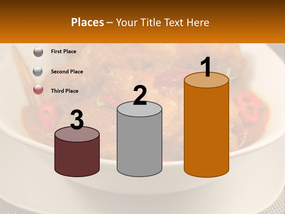 A White Bowl Filled With Food On Top Of A Table PowerPoint Template