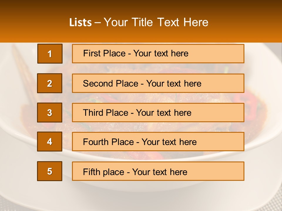 A White Bowl Filled With Food On Top Of A Table PowerPoint Template