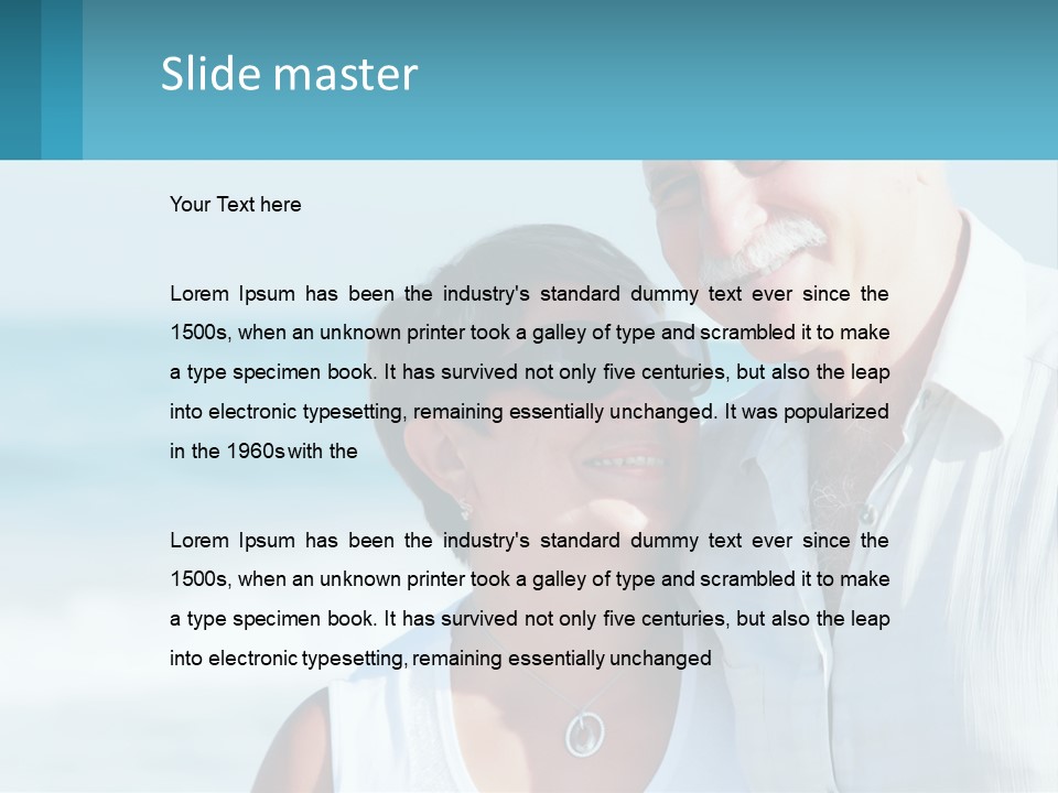 A Man And A Woman Are Standing On The Beach PowerPoint Template