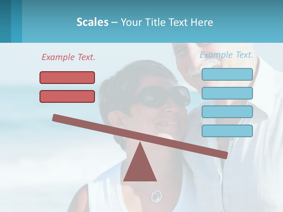 A Man And A Woman Are Standing On The Beach PowerPoint Template