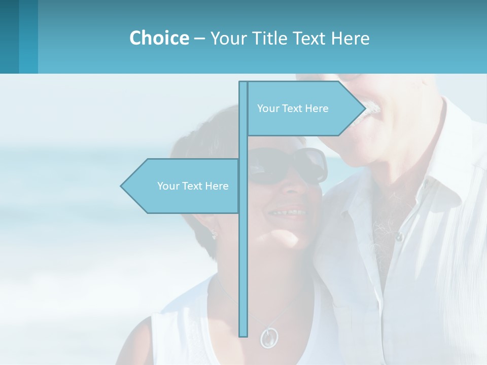 A Man And A Woman Are Standing On The Beach PowerPoint Template