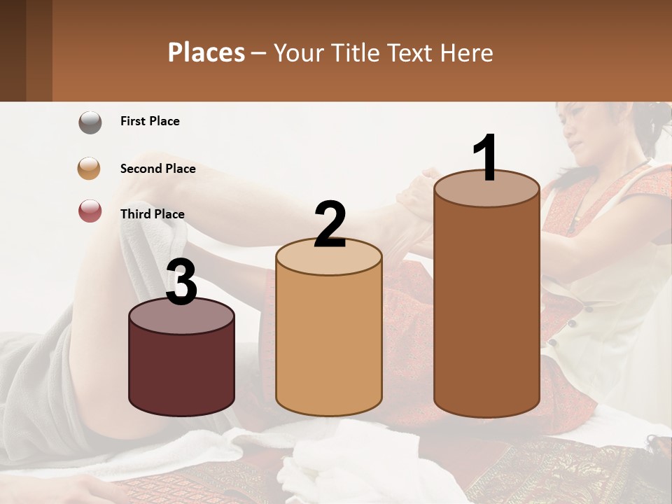 A Woman Sitting On A Bed With Her Legs Crossed PowerPoint Template