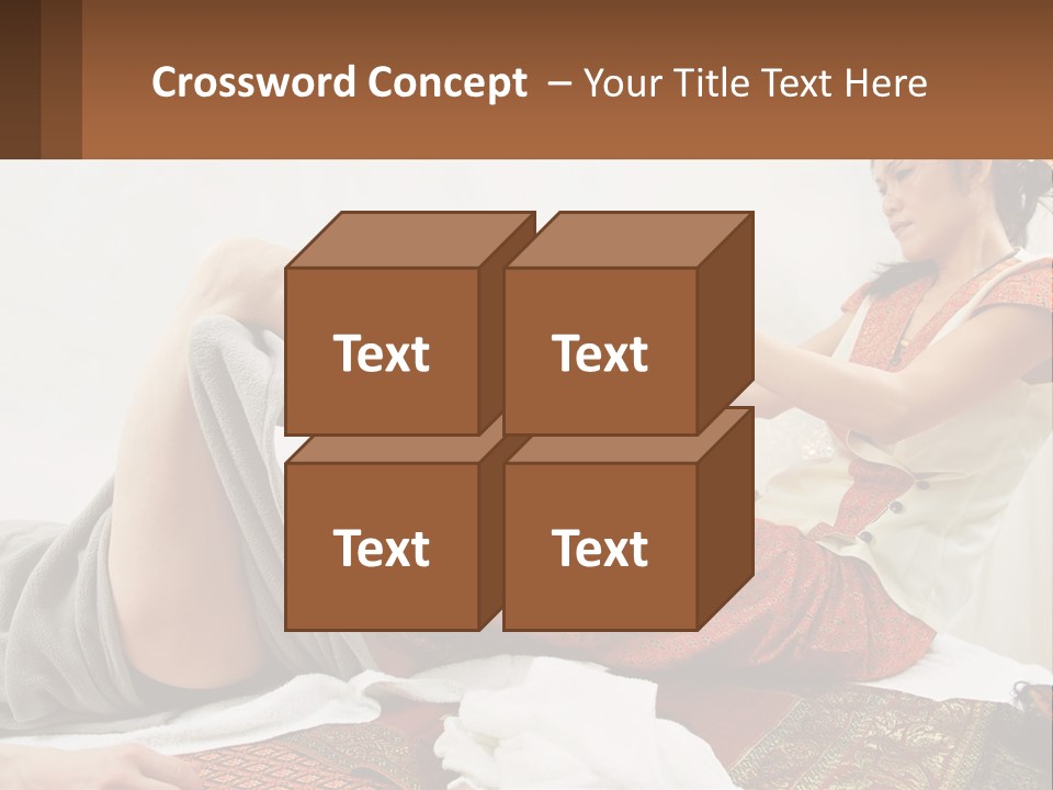 A Woman Sitting On A Bed With Her Legs Crossed PowerPoint Template