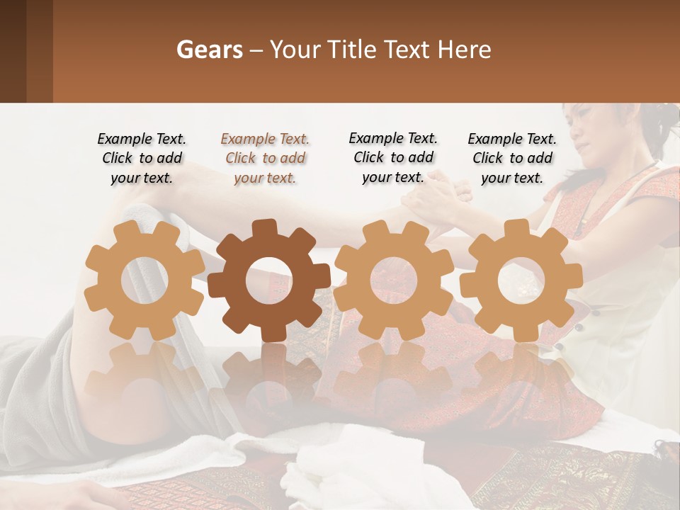 A Woman Sitting On A Bed With Her Legs Crossed PowerPoint Template