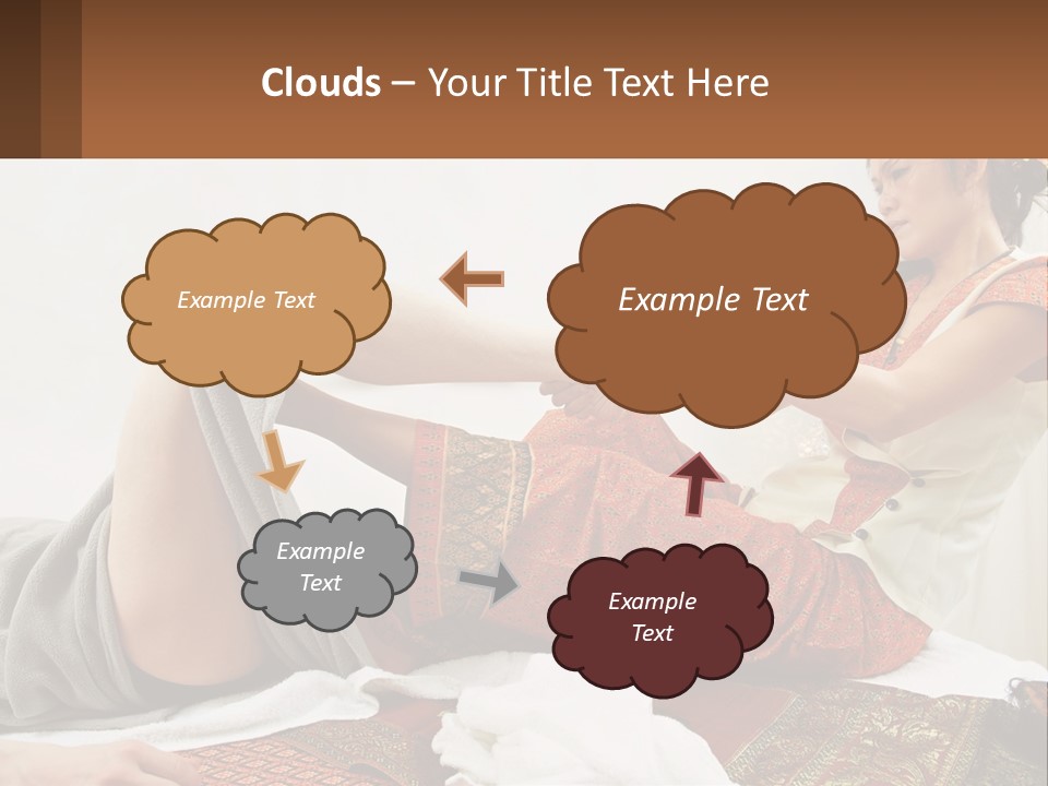 A Woman Sitting On A Bed With Her Legs Crossed PowerPoint Template