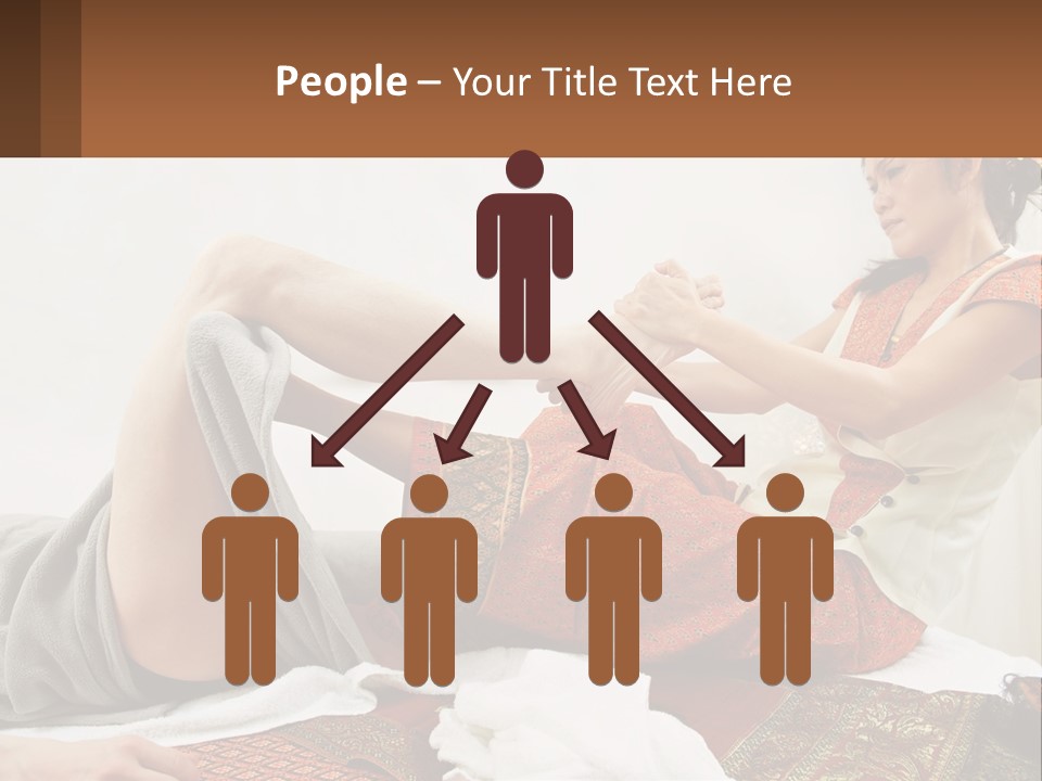 A Woman Sitting On A Bed With Her Legs Crossed PowerPoint Template