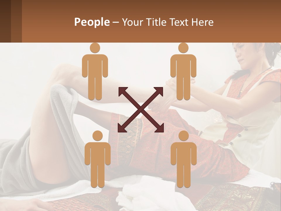 A Woman Sitting On A Bed With Her Legs Crossed PowerPoint Template