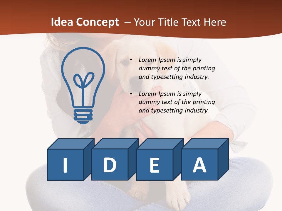 A Woman Sitting On The Floor Holding A Puppy PowerPoint Template