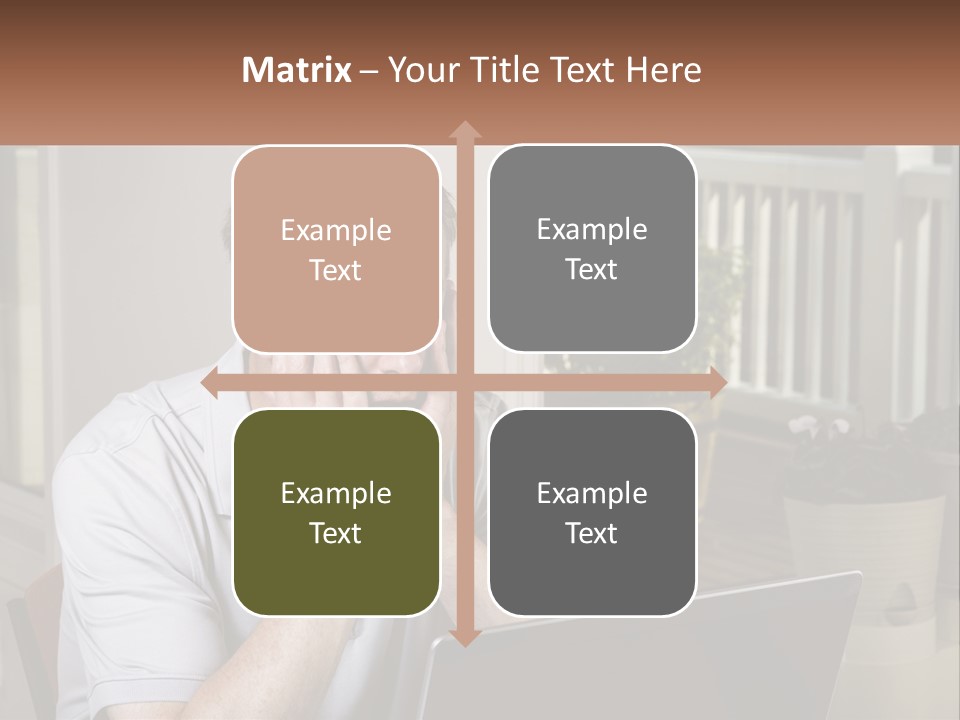 A Man Sitting At A Table With A Laptop In Front Of Him PowerPoint Template
