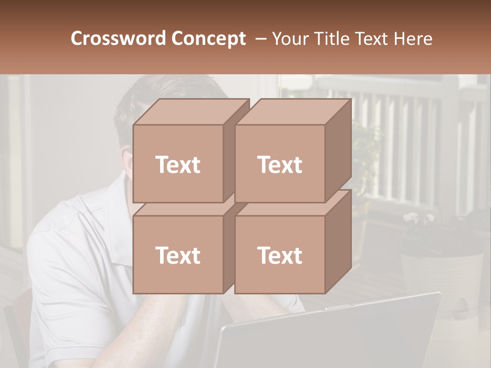 A Man Sitting At A Table With A Laptop In Front Of Him PowerPoint Template