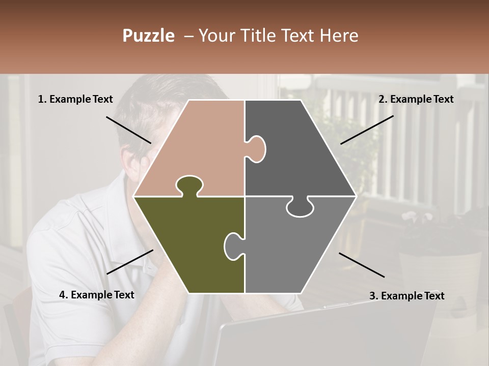 A Man Sitting At A Table With A Laptop In Front Of Him PowerPoint Template