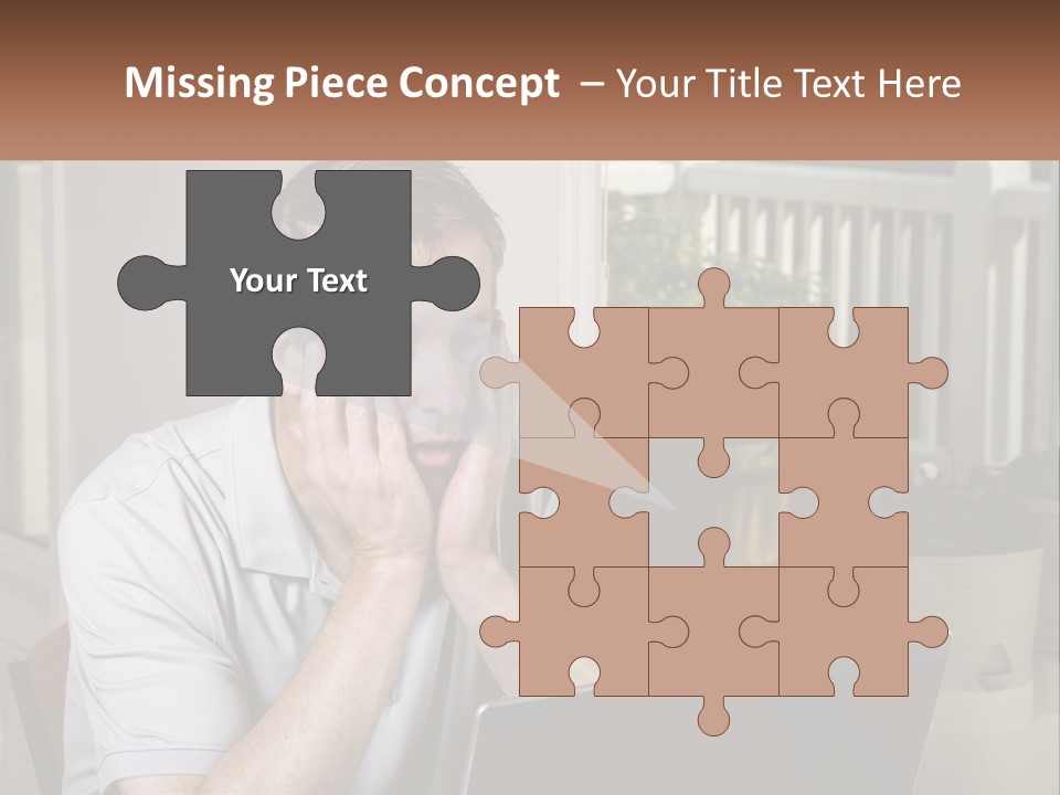 A Man Sitting At A Table With A Laptop In Front Of Him PowerPoint Template