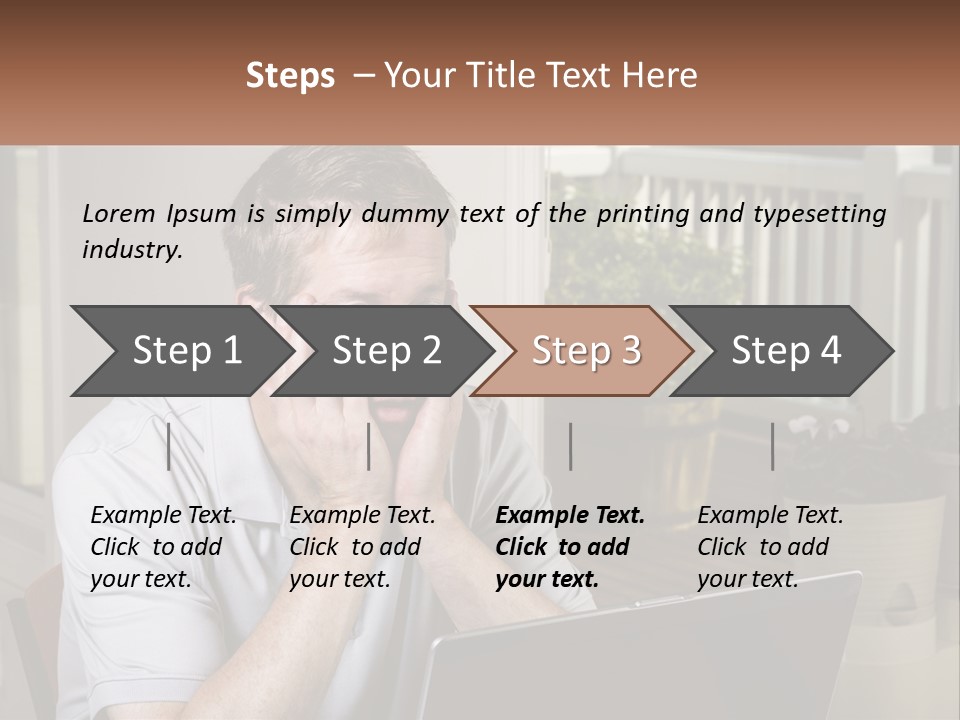 A Man Sitting At A Table With A Laptop In Front Of Him PowerPoint Template