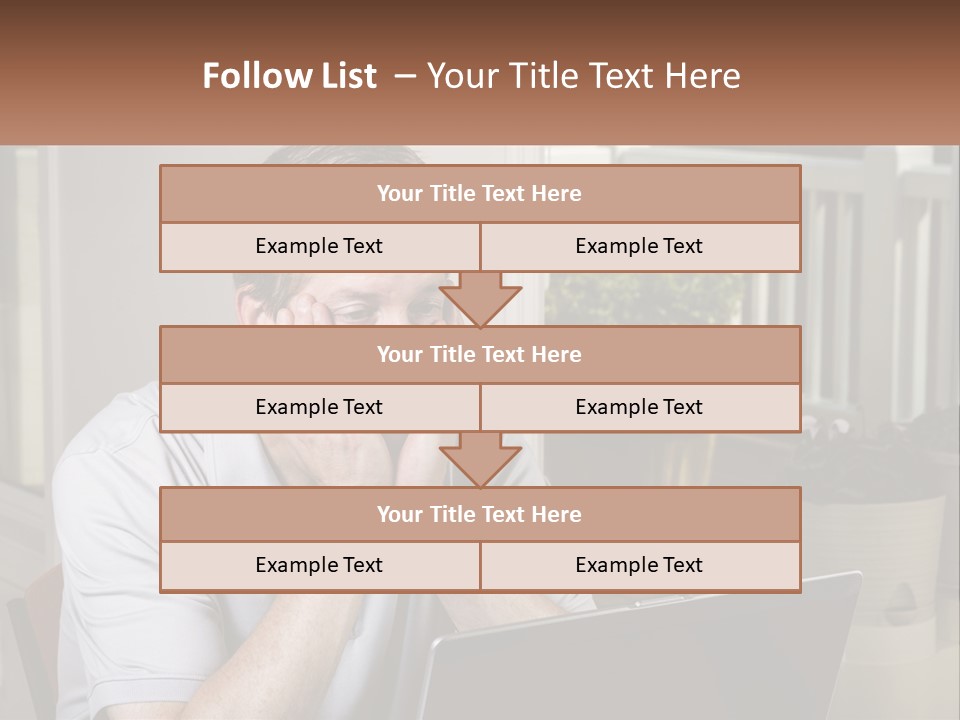 A Man Sitting At A Table With A Laptop In Front Of Him PowerPoint Template