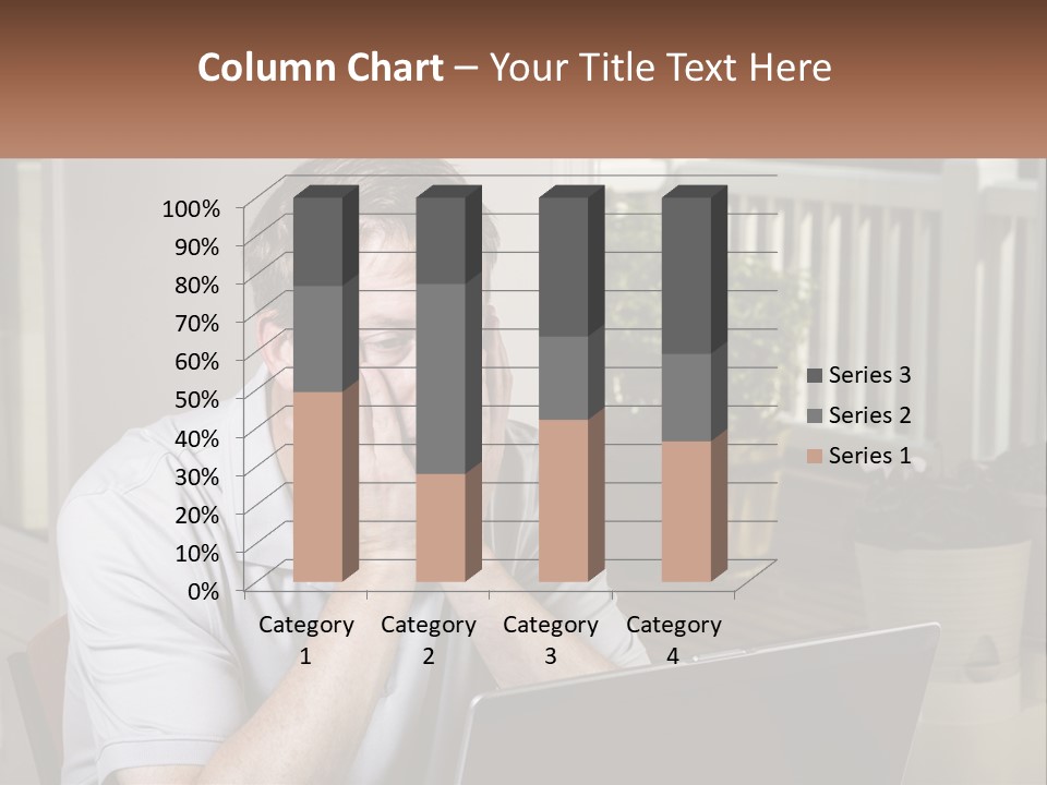 A Man Sitting At A Table With A Laptop In Front Of Him PowerPoint Template