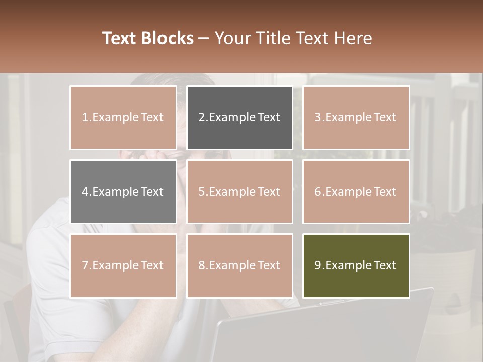 A Man Sitting At A Table With A Laptop In Front Of Him PowerPoint Template